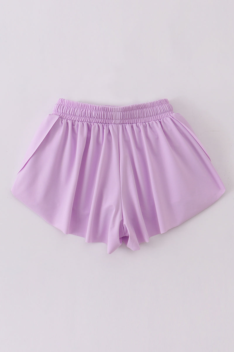 Purple girl's flowy sports shorts