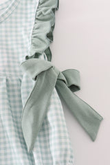 Green gingham girl ruffle bubble