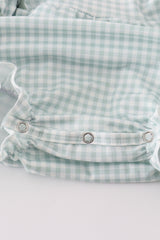 Green gingham girl ruffle bubble