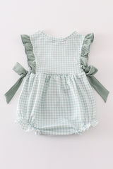 Green gingham girl ruffle bubble