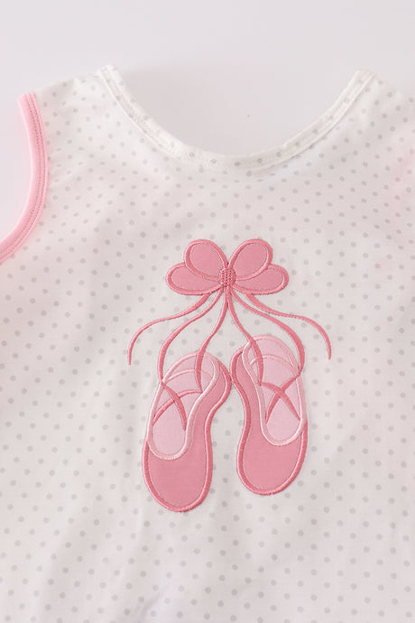 Pink ballet shoes applique girl set