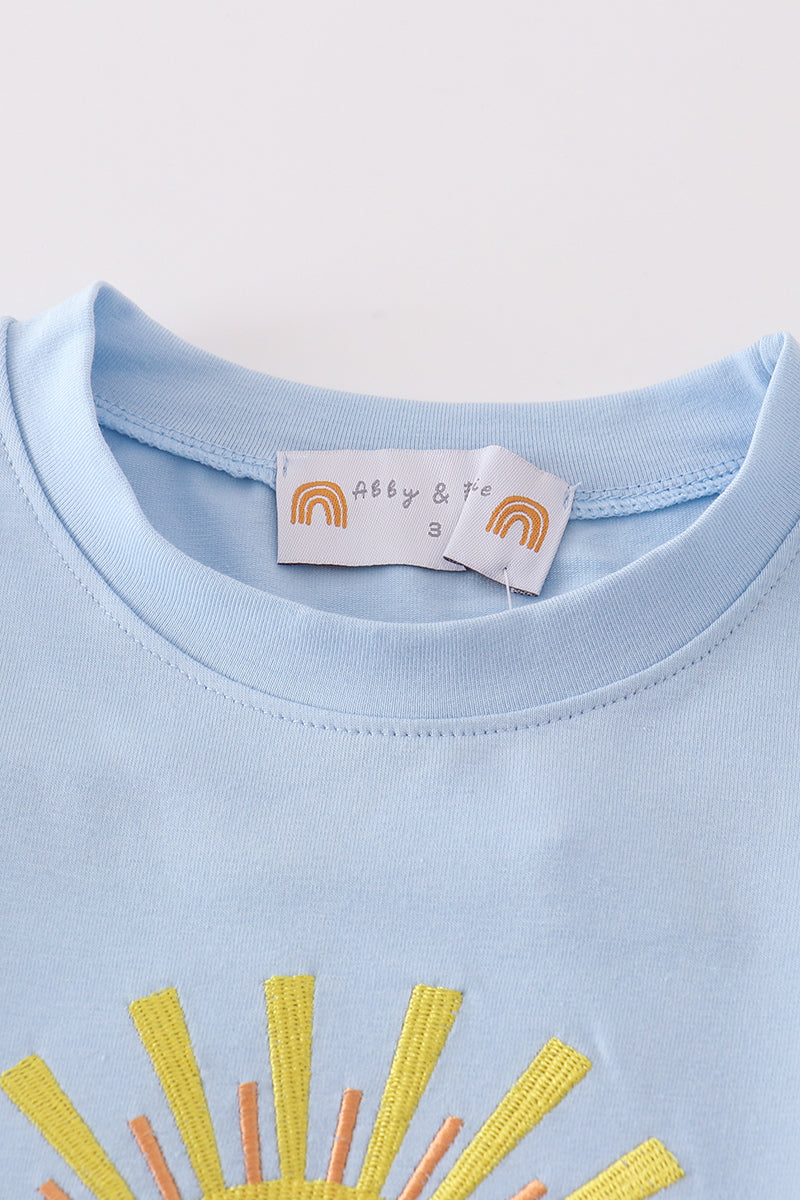 Blue you are my sunshine applique boy set