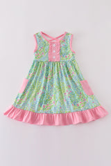 Meadow breeze print girl ruffle dress