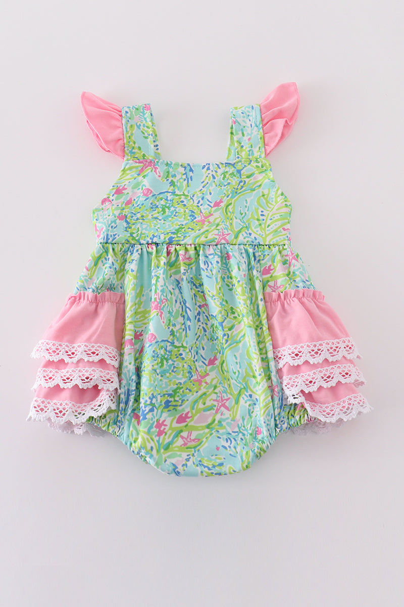 Meadow breeze print girl ruffle bubble