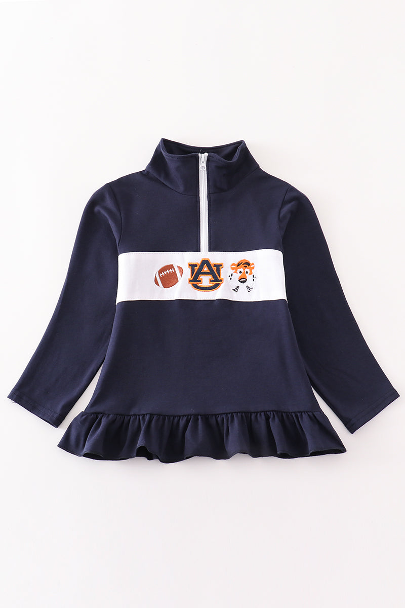 Navy AU tiger embroidery girl pullover