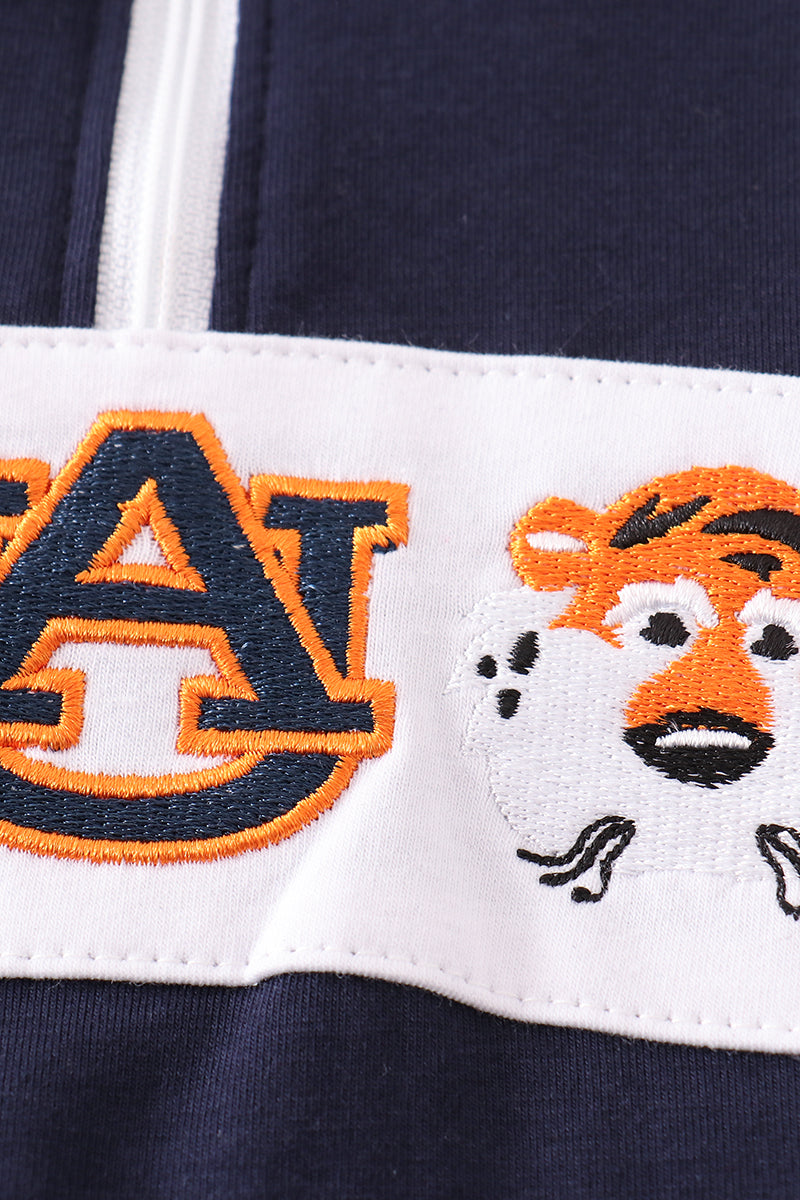 Navy AU tiger embroidery girl pullover