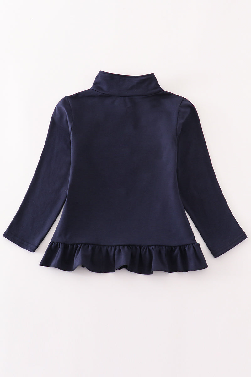 Navy AU tiger embroidery girl pullover