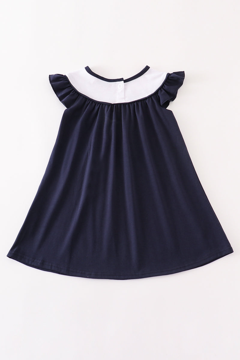 Navy AU tiger embroidery girl dress