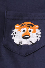 Navy AU tiger embroidery boy shorts set