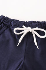 Navy AU tiger embroidery boy shorts set