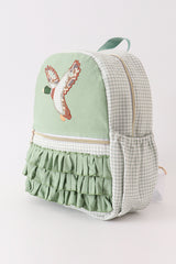 Green camouflage duck applique ruffle girl bag