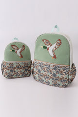 Green camouflage duck applique boy backpack