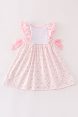 Pink bow football embroidery dress