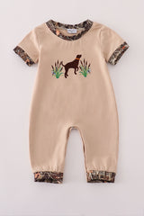 Camouflage hound embroidery romper