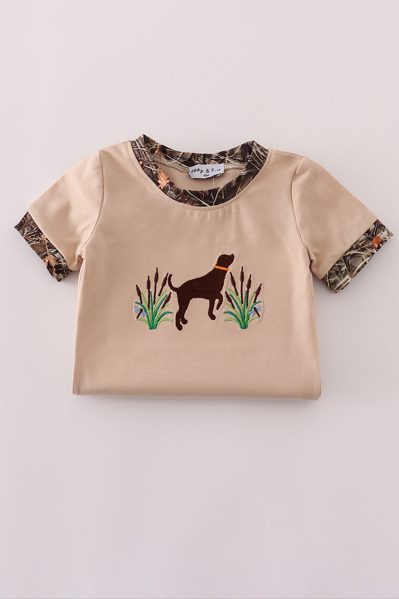 Camouflage hound embroidery romper