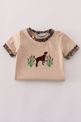 Camouflage hound embroidery romper