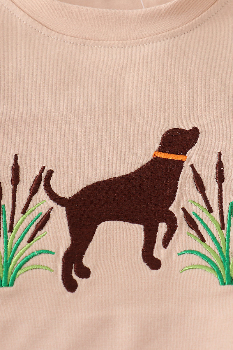 Camouflage hound embroidery romper