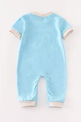 Blue puppy applique boy romper