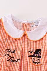 Orange plaid halloween embroidery dress