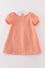 Orange plaid halloween embroidery dress