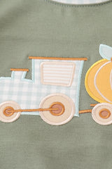 Green train pumpkin applique boy top