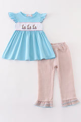 Blue duck embroidery girl set