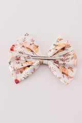 Coral pumpkin print hair sailor bow