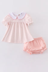 Pink stripe girl bloomer set