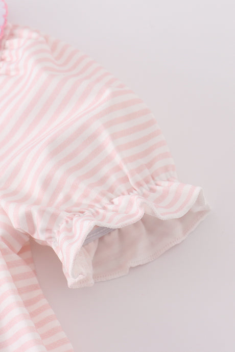 Pink stripe girl bloomer set