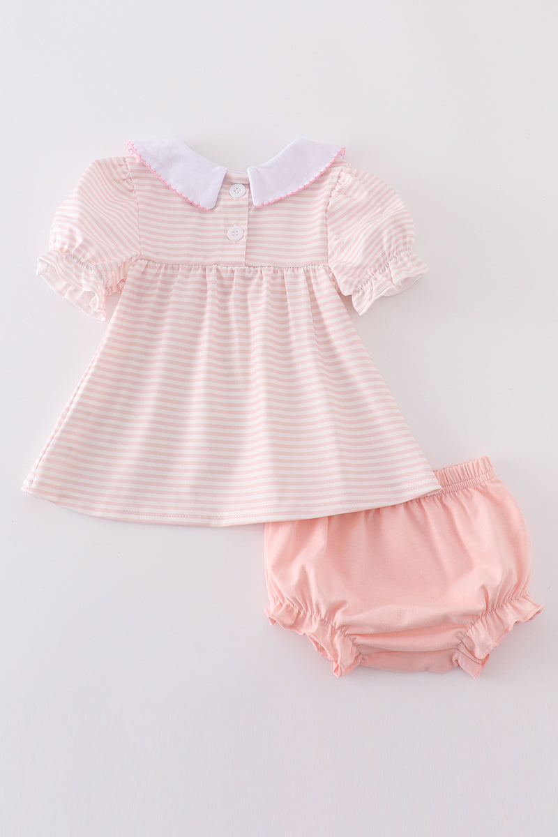 Pink stripe girl bloomer set