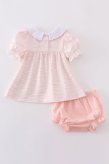 Pink stripe girl bloomer set