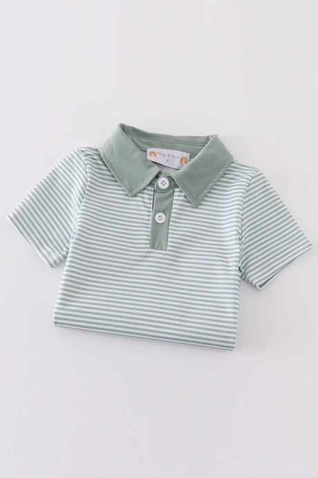 Sage stripe boy set