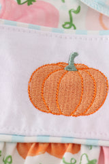 Blue pumpkin embroidery ruffle bubble