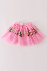 Pink gingerbread sequin tutu skirt