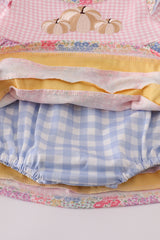 Pink floral pumpkin embroidery ruffle bubble