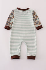 Camouflage truck pumpkin applique stripe romper