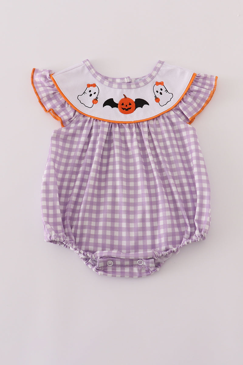 Purple Halloween pumpkin ghost embroidery bubble