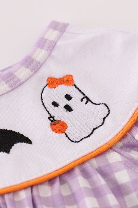 Purple Halloween pumpkin ghost embroidery bubble