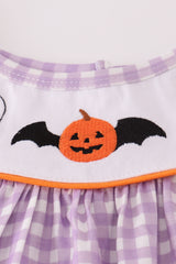 Purple Halloween pumpkin ghost embroidery dress