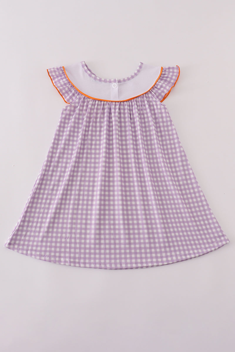 Purple Halloween pumpkin ghost embroidery dress