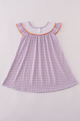 Purple Halloween pumpkin ghost embroidery dress
