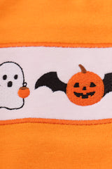 Orange Halloween pumpkin ghost embroidery bubble