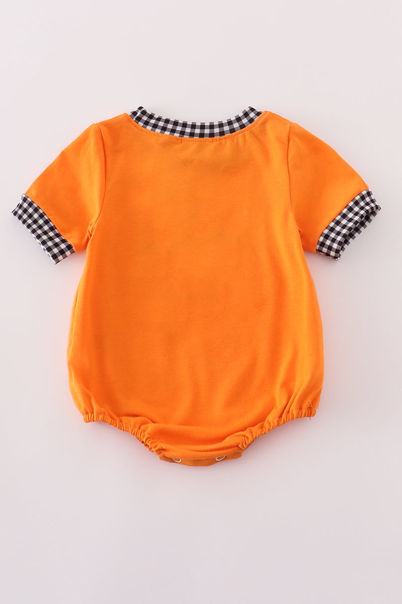Orange Halloween pumpkin ghost embroidery bubble