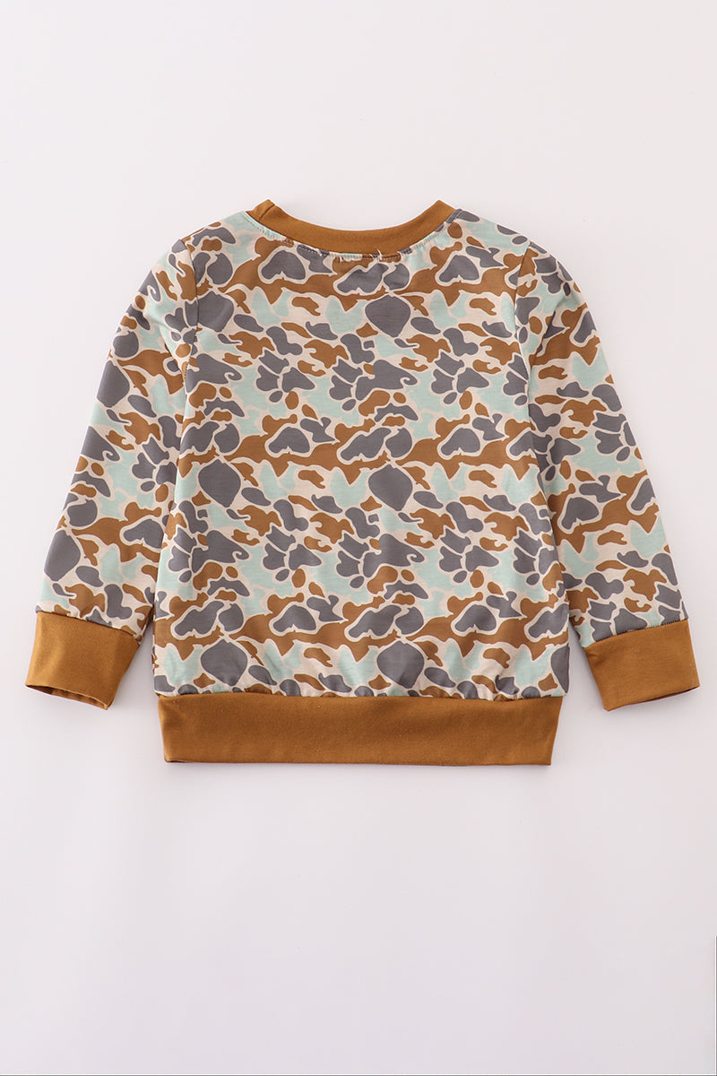 Halloween camouflage applique boy top