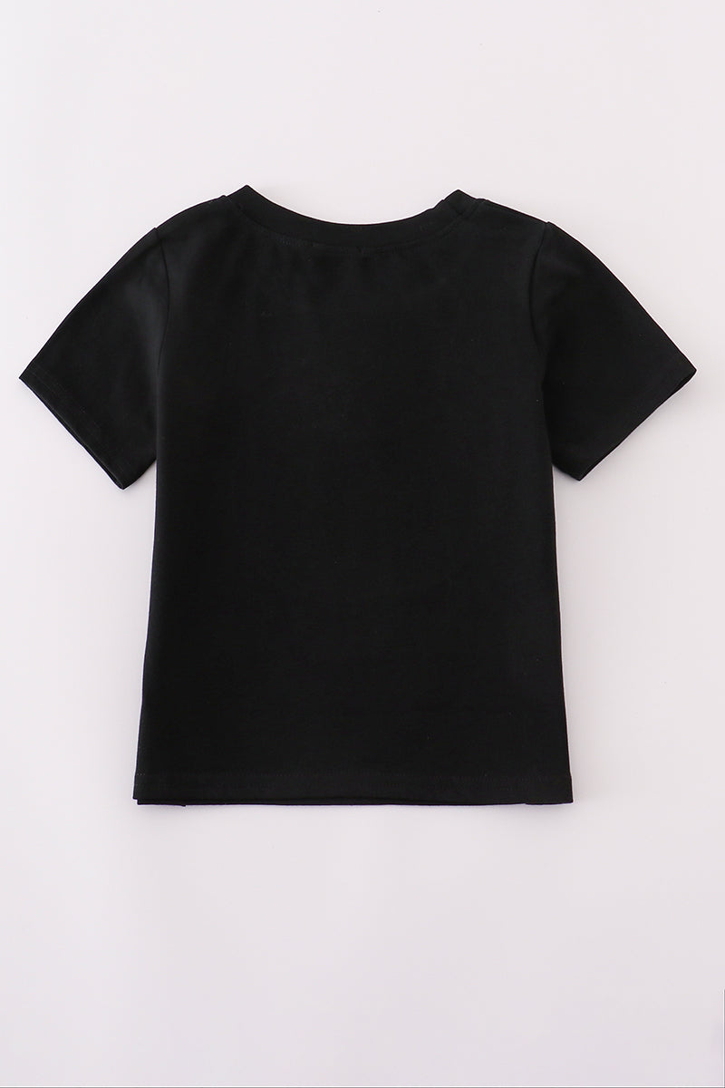 Black camouflage pumpkin applique top