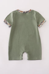 Camouflage print pumpkin applique romper