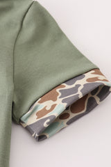 Camouflage print pumpkin applique romper