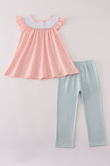 Pink embroidery pants set