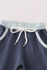 Blue embroidery pants set
