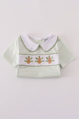 Sage turkey embroidery gingham pants set
